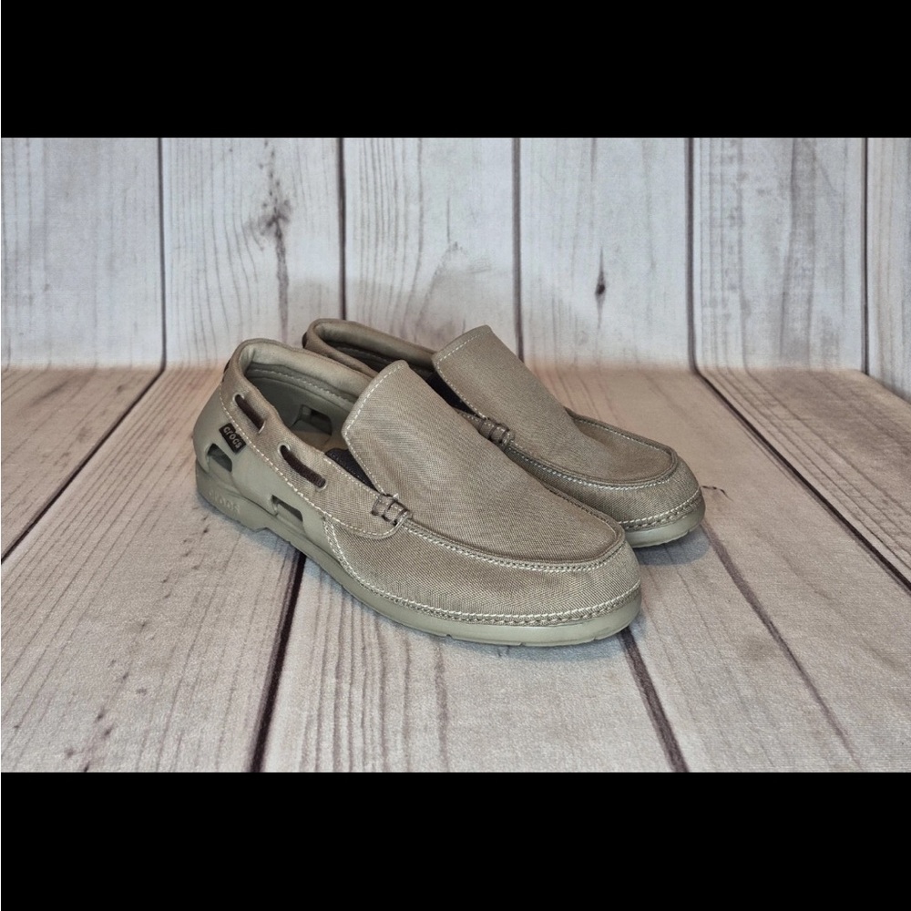 Crocs Men's Size 11 Beige Loafers Casual Comfort Slip On w/Dr  Scholls insolls